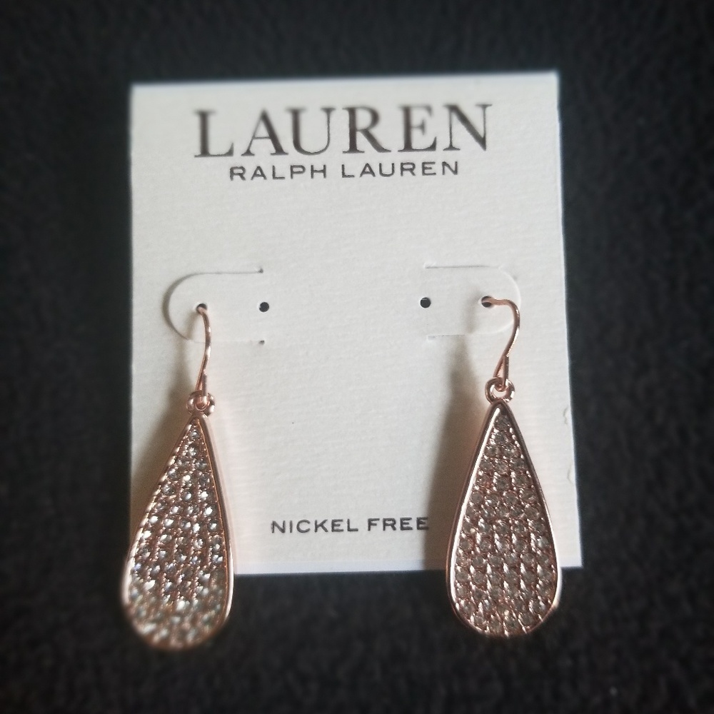 LRL Rose Gold Cubic Zirconia Tear Drop Earrings